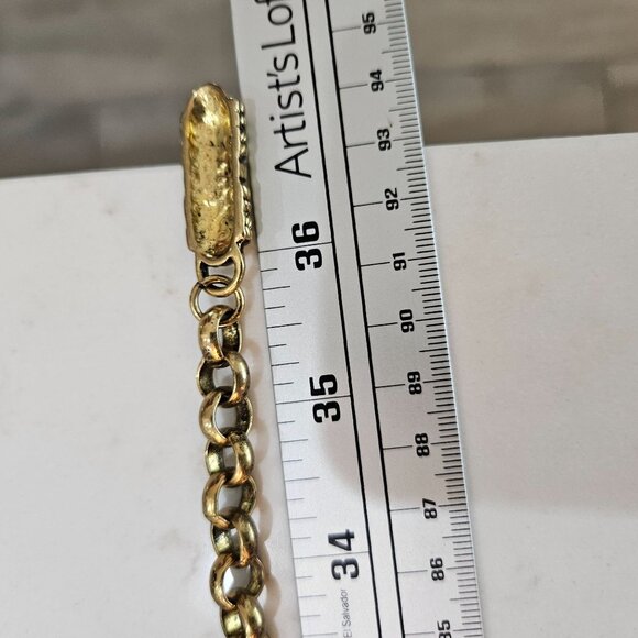 Vintage Solid Brass Gold Tone Couture Chain Ornate Chain Link Belt Boho - Picture 6 of 7